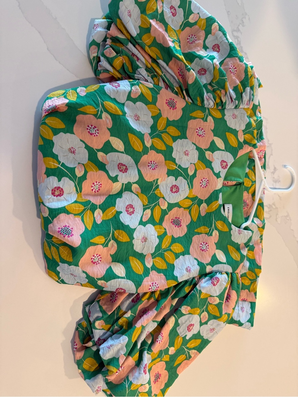 English Factory Green Floral Puff-Sleeve Dress - Picture 4 of 4